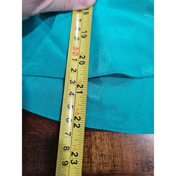 Vintage 90's Giovanni Petites Turquoise Pleated Peplum Blouse Top Size 10 10P - Picture 5 of 6
